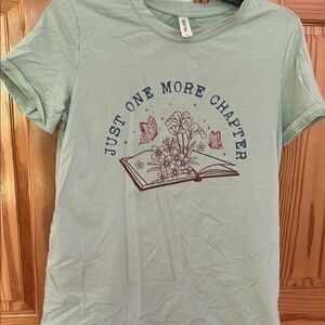 Tickled Teal Sage Tee with Book and Butterfly Design